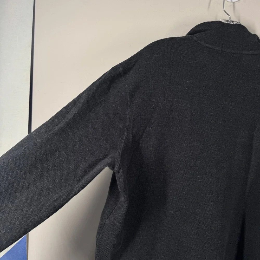 Polo Ralph Lauren Mens 1/4 Zip Pullover Charcoal Gray Black Cotton Sweater Sz L